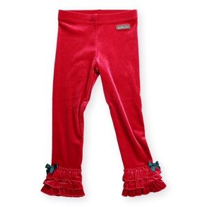 Matilda Jane Girl’s Vibrant Red Velour Ruffle Leggings - size 14- NWT